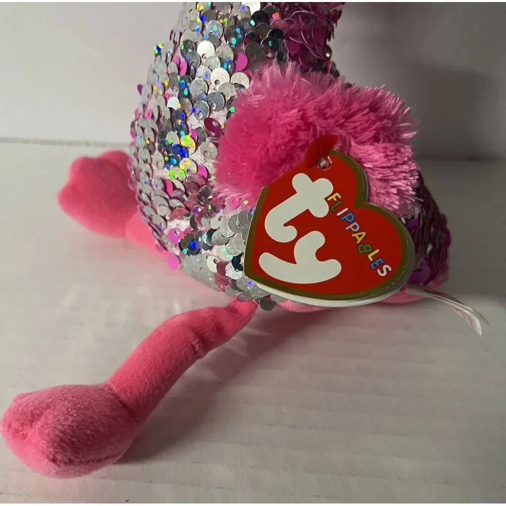 TY Flippables Sequin Plush PINKY the‎ Flamingo 10